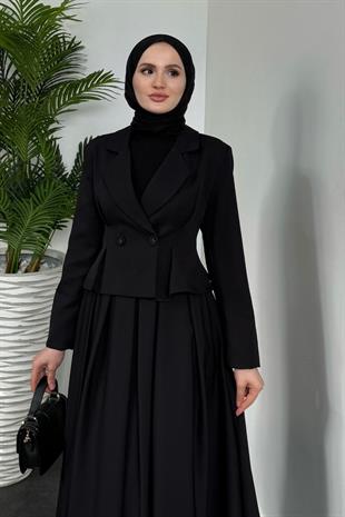 Elvin Blazer Etek Takım Siyah