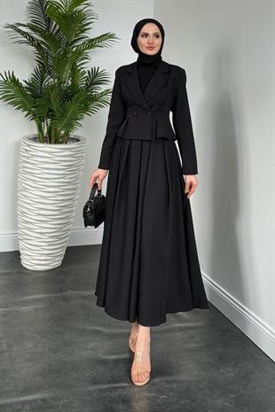 Elvin Blazer Etek Takım Siyah