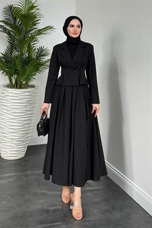 Elvin Blazer Etek Takım Siyah