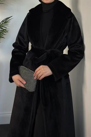 Elvis İçi Astarlı Kürklü Kaban Siyah
