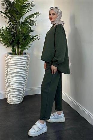 Emely Şardonlu Sweat Takım Haki