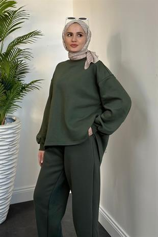 Emely Şardonlu Sweat Takım Haki