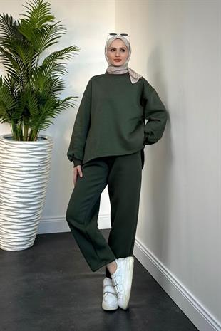 Emely Şardonlu Sweat Takım Haki