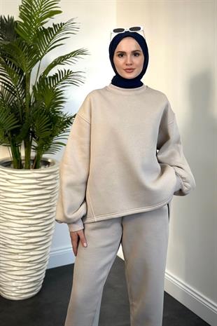 Emely Şardonlu Sweat Takım Krem