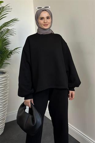 Emely Şardonlu Sweat Takım Siyah