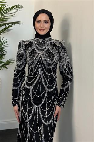Enda Pul Detay Kalem Abiye Siyah