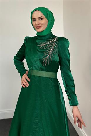 Ervah Taş Detay Abiye Yeşil