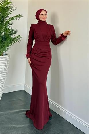 Estella Kuyruklu Balık Abiye Bordo