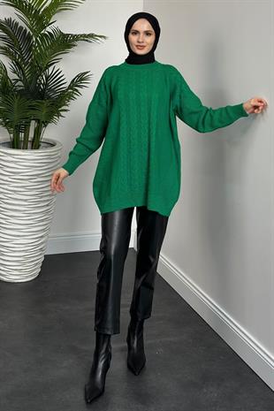 Ester Örgü Desen Kazak Yeşil