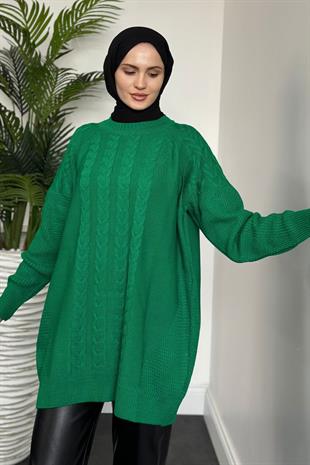 Ester Örgü Desen Kazak Yeşil