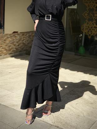 Farel Büzgülü Simli Abiye Siyah