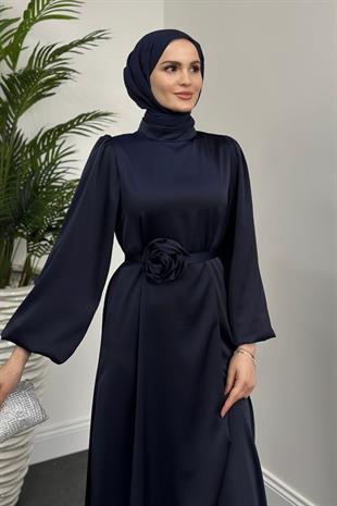 Fayette Kemeri Güllü Elbise Lacivert