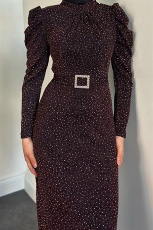 Federica Taşlı Karpuz Kol Abiye Mürdüm