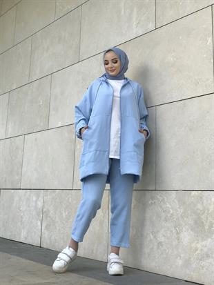 Fermuarlı Spor Takım Bebe Mavi