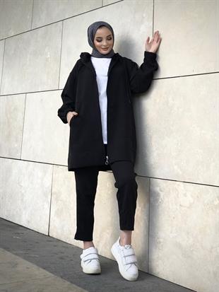 Fermuarlı Spor Takım Siyah