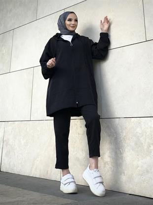 Fermuarlı Spor Takım Siyah