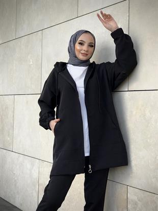 Fermuarlı Spor Takım Siyah