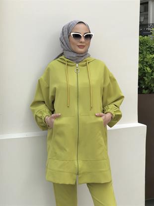 Fermuarlı Spor Takım Yağ Yeşili