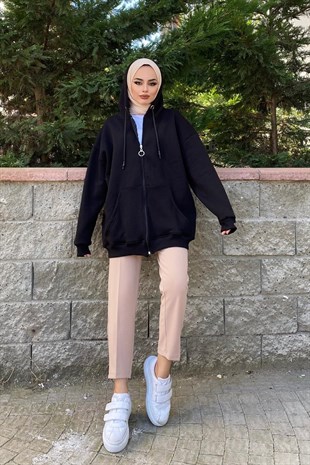 Fermuarlı Sweat Siyah