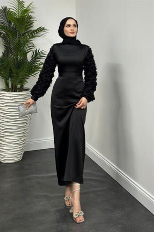 Filomena Kolları Güllü Abiye Siyah