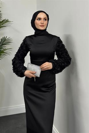 Filomena Kolları Güllü Abiye Siyah
