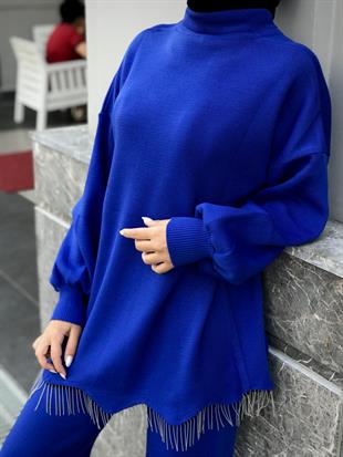 Firuze Triko Takım Saks