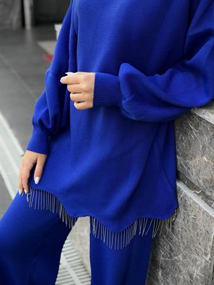 Firuze Triko Takım Saks