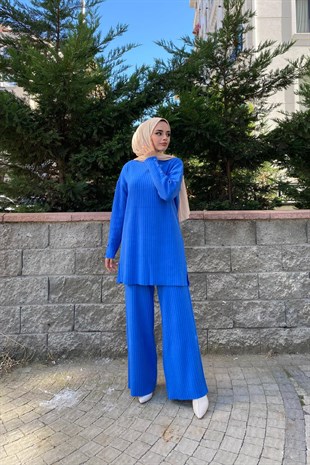 Fitilli Pantolonlu Takım Mavi
