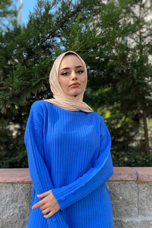 Fitilli Pantolonlu Takım Mavi