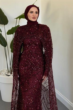 Galoria Seyyar Pelerinli Pul Payet Abiye Mürdüm