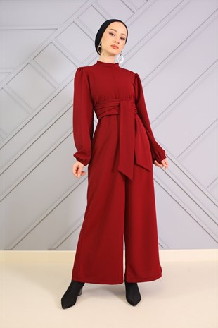 Geniş Paça Tulum Bordo