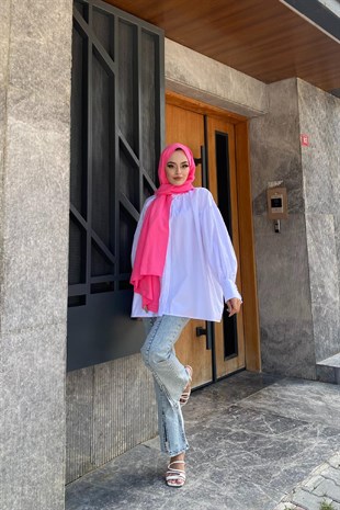 Gizli Düğmeli Gömlek Beyaz