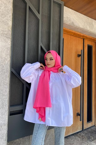 Gizli Düğmeli Gömlek Beyaz