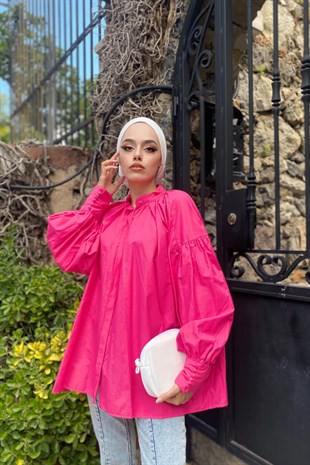 Gizli Düğmeli Gömlek Pembe