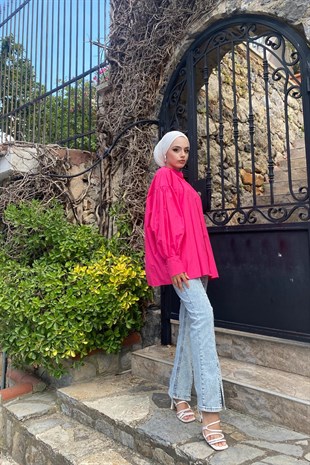 Gizli Düğmeli Gömlek Pembe