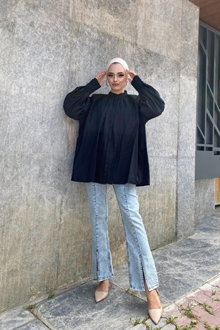 Gizli Düğmeli Gömlek Siyah