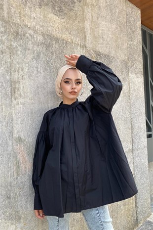 Gizli Düğmeli Gömlek Siyah