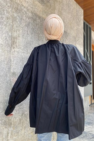 Gizli Düğmeli Gömlek Siyah