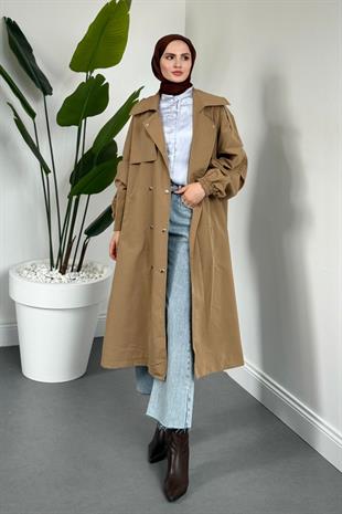 Haggy Çıtçıtlı Trençkot Camel