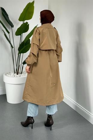 Haggy Çıtçıtlı Trençkot Camel