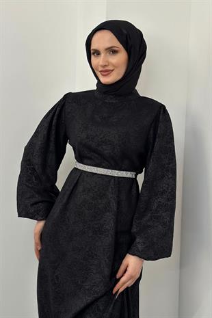 Hannah Beli Taşlı Abiye Siyah
