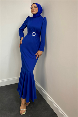 Hazel Altı Volan Elbise Saks