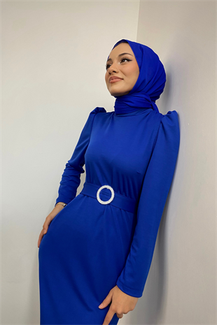 Hazel Altı Volan Elbise Saks