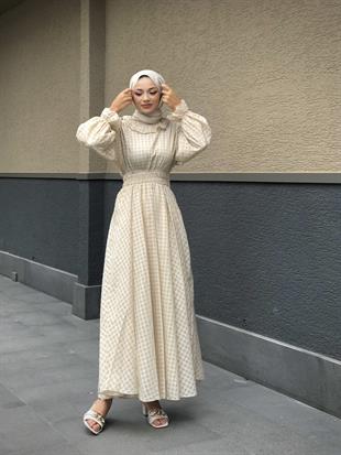 Heidi Pötikare Bebe Yaka Elbise Bej