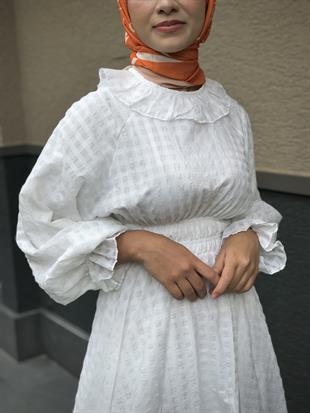 Heidi Pötikare Bebe Yaka Elbise Beyaz  