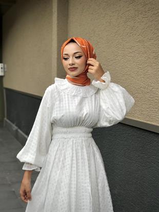 Heidi Pötikare Bebe Yaka Elbise Beyaz  