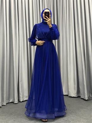 Helena Önü Taşlı Abiye Saks