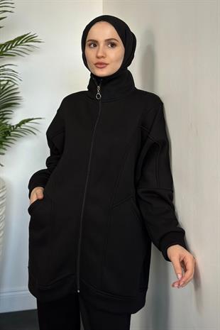 Hisar Şardonlu Fermuarlı Takım Siyah