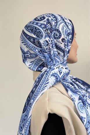 Hitit Desen Şal Açık Lacivert