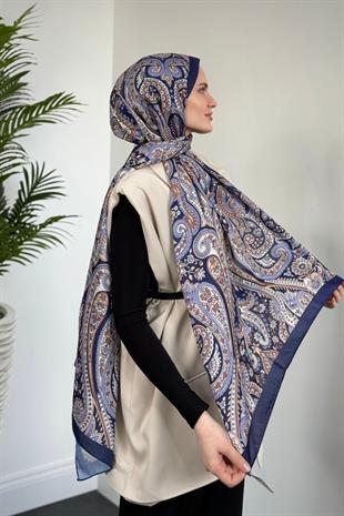 Hitit Desen Şal Lacivert
